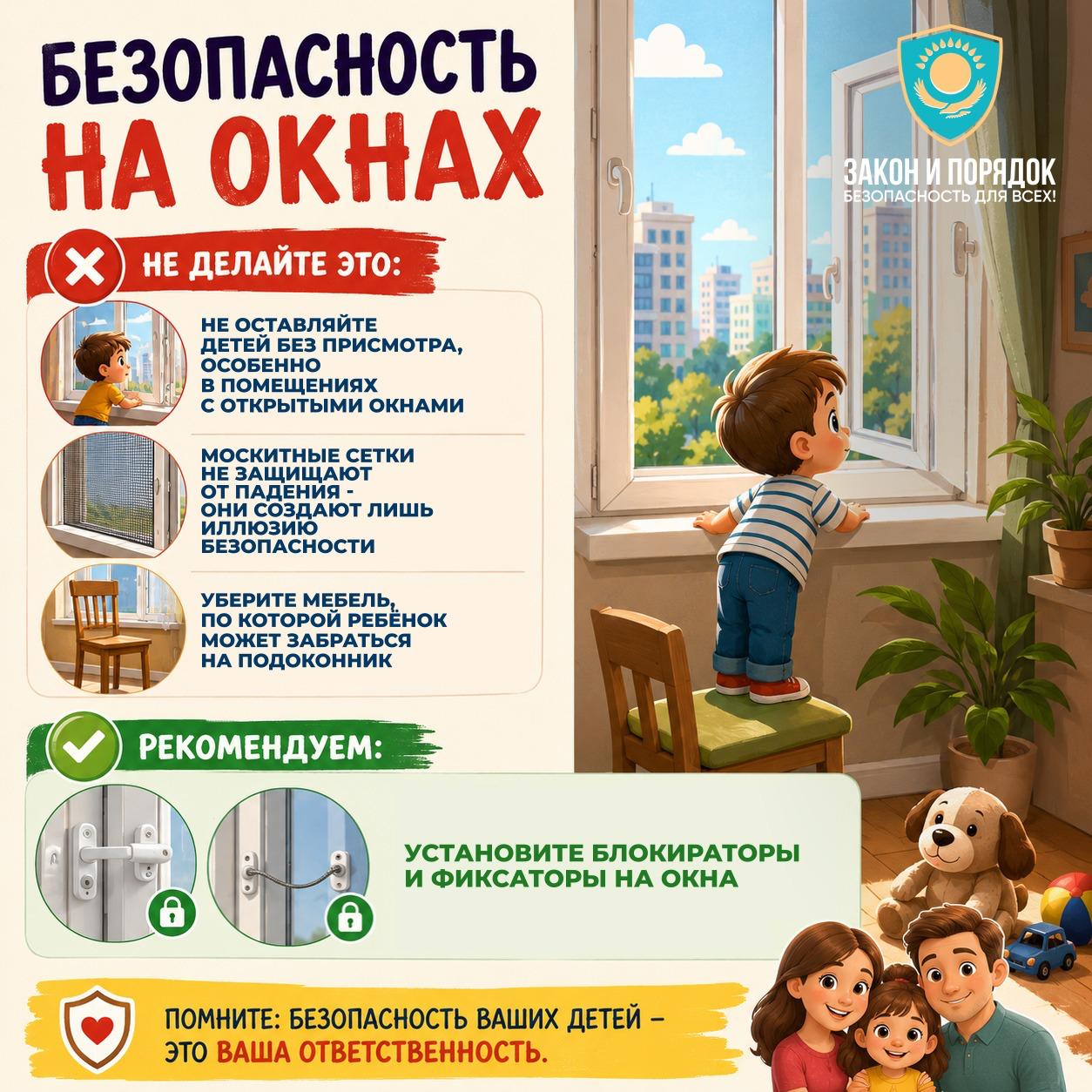 Врач Астаны призвал защитить детей от падения из окон